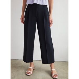 Wilfred Aritzia The Effortless Pant Cropped Black 6 High Waisted Wide Leg Crepe